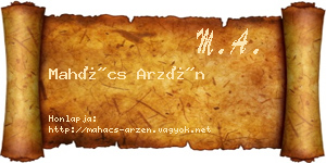 Mahács Arzén névjegykártya